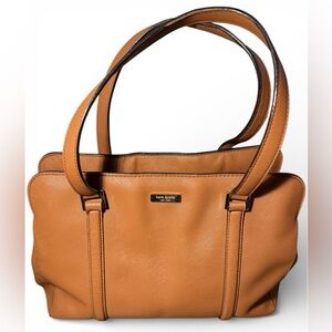 Kate Spade Newbury Lane Toasted Almond Brown Saffiano Leather Tote 13”x 11” EUC